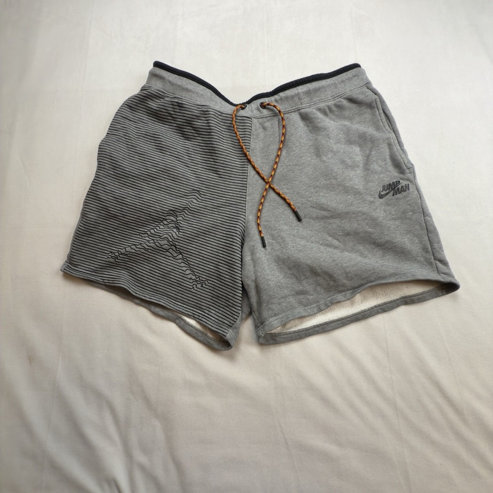 Nike Jordan Jumpman Short Mens XL Gray Black Stripe Fleece Drawstring DJ0186-091